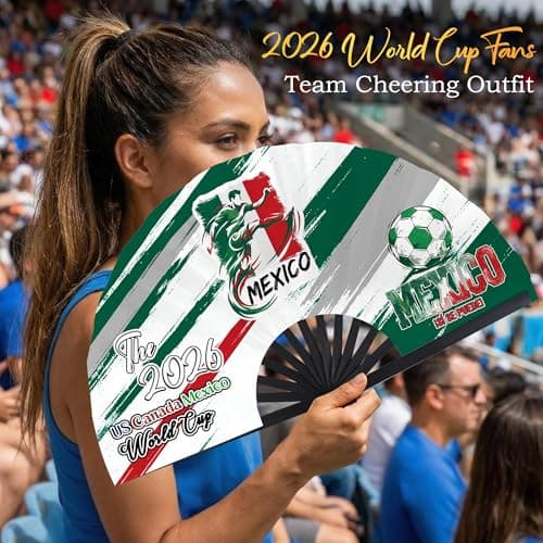 Yjiuhao 2026 World Soccer Cup Folding Fans – Soccer Game Day Essentials for Stadium Chants, Party Favors, Gifts & Accessories, Mexico Jersey Outfit for Women Men — view 5