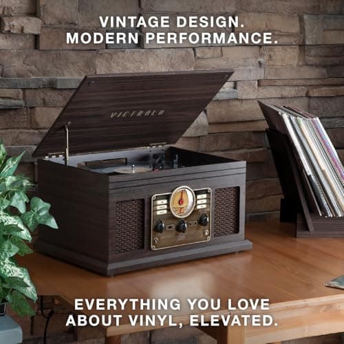 Victrola Quincy - 6-in-1 Bluetooth Record Player - Mahogany — view 4