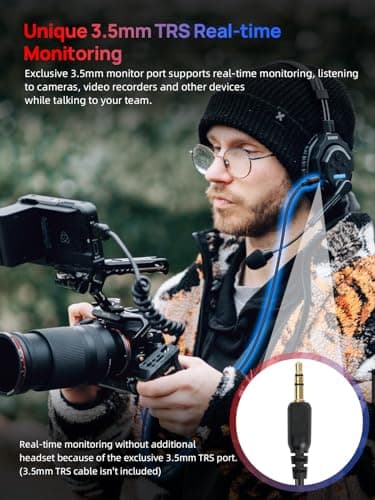 SYNCO XTALK Full Duplex Wireless Intercom Headset System for 4 Person, 24H Workingtime 350M/1148FT AEC Noise Cancellation Team Communication Intercom Headsets for Event Production Filming (XTALK X4) — view 2