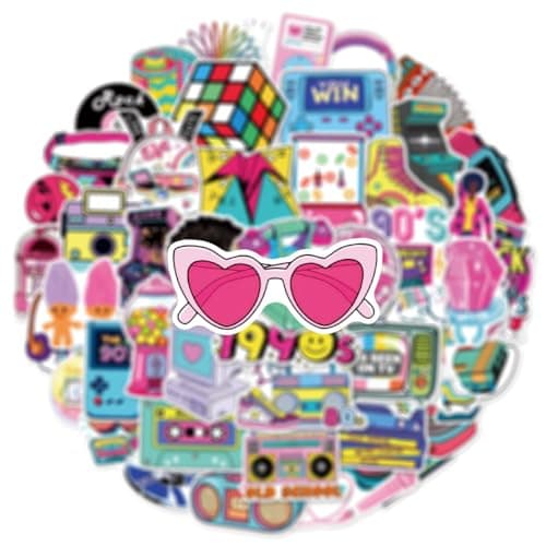 50PCS 80s 90s Stickers, Waterproof Vinyl Retro Nostalgic Decals for Skateboard, Laptop, Phone Case, Luggage - Classic Old School Decor for Teens, Adults, Boys, Girls(8090) — view 2