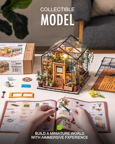 Rolife DIY Miniature House Kit Greenhouse, Tiny Home Kit for Adults to Build, Mini House with Furnitures, Halloween/Christmas Decorations/Gifts for Family and Friends (Cathy's Greenhouse) — view 5