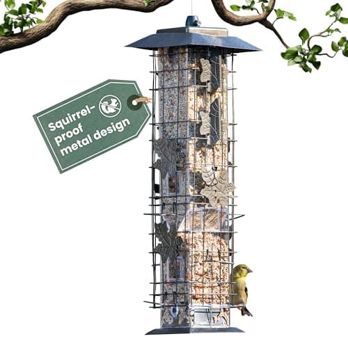 Perky-Pet 336-1SR Squirrel-Be-Gone Bird Feeder, 2LB Squirrel Proof Outdoor Wild Bird Feeder with Weight-Activated Perches
