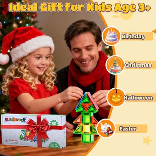 MAGBLOCK 30PCS Mini Magnetic Tiles with Portable Iron Box, Travel Size Toys Magnetic Building Blocks Set for Kids Ages 3+, STEM Sensory Montessori Toys for Road Trip Essentials Airplane Car Activities — view 5
