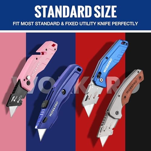 WORKPRO Utility Knife Blades, SK5 Steel, 100-Pack Blades with Dispenser — view 3