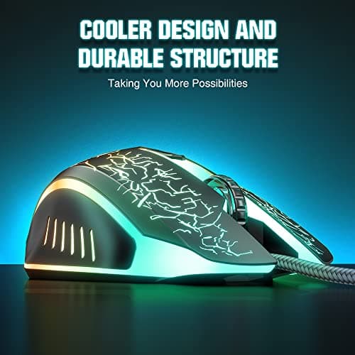 BENGOO Gaming Mouse Wired, Ergonomic Gamer Laptop PC Optical Computer Mice with RGB Backlit, 4 Adjustable DPI Up to 3600, 6 Programmable Buttons for Windows 7/8/10/XP Vista Linux -Black — view 7