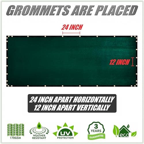 ColourTree 6' x 50' Green Fence Privacy Screen Windscreen Cover Fabric Shade Tarp Netting Mesh Cloth - Commercial Grade 170 GSM - Cable Zip Ties Included - We Make Custom Size — view 3