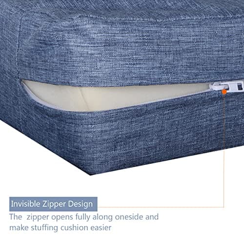youngseahome Patio Seat Cushion Covers,Washable Slip Covers Replacement,Waterproof Outdoor Furniture Chair Cushion Pillow Seat Cover for Couch,Garden,Sofa,Denim Blue,22"×22"×4"(4 Covers Only) — view 5