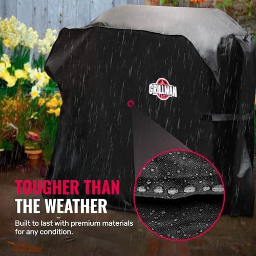 Grillman Heavy-Duty BBQ Cover, Gas Grill Cover for Weber Spirit, Weber Genesis, Char Broil, Nexgrill. Rip-Proof, Waterproof (58 x 24x 48 inches, Black) BBQ Covers — view 4