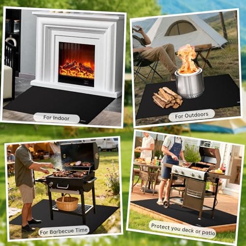 ENGPOW Large 60 x 60 inches Under Grill Mat for Outdoor Grill, Double-Sided Fireproof Indoor Fireplace Mat Fire Pit Mat, Oil-Proof Waterproof BBQ Mat for Deck Patio Lawn,Reusable and Easy to Clean — view 5