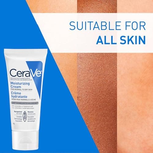 CeraVe Moisturizing Cream Travel Size Daily Face and Body Moisturizer for Normal to Dry Skin with Hyaluronic Acid Fragrance Free, 57 Grams — view 3