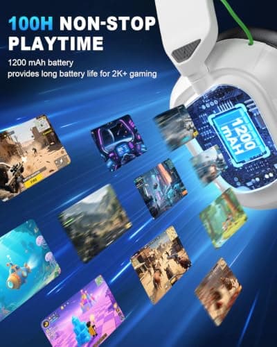 SKAPENDY Wireless Gaming Headset for PC, PS5, PS4, Switch & Mac, 2.4GHz Ultra-Low Latency & Bluetooth Gaming Headphones with Noise Canceling Mic, 3D Stereo Lossless Audio for Nintendo 64 Accessories — view 5