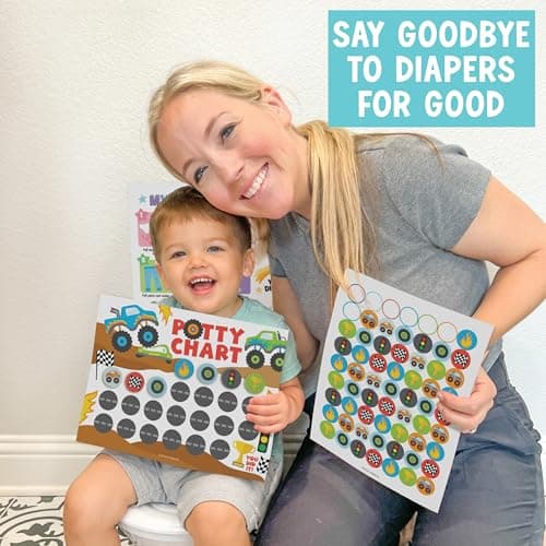 Hadley Designs Potty Training Chart for Toddler Boys - Bundle Sticker Chart for Kids Potty Training Rewards, Sticker Potty Chart for Toddlers Boys, Toilet Stickers Reward Chart for Kids 3 Fun Designs — view 3