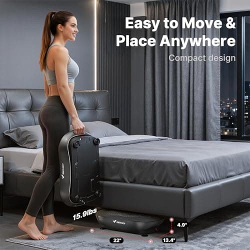 MERACH Vibration Plate Exercise Machine, Vibrating Platform with LED Touch Screen Bluetooth Pull Cord, Full Body Home Exercise Equipment for Women Men — view 5