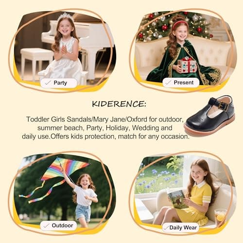 Kiderence Toddler Little Girls Mary Jane Dress Shoes School Oxford for Girls Black Flats Size 6M — view 5