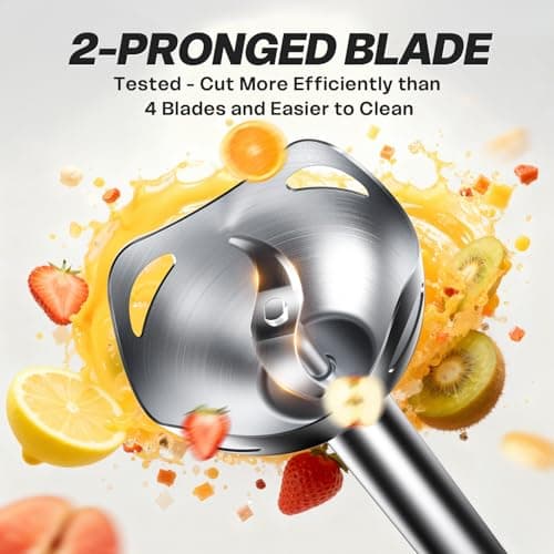 Turelar Immersion Blender Handheld, Corded Electric Blenders Portable Stick Mixer with 2 Mixing Speed and Stainless Steel Blades Emulsifier for Effortless Blending Soup, Smoothies, Puree or Baby Food — view 3