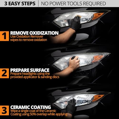 CERAKOTE® Ceramic Headlight Restoration Kit – Guaranteed To Last As Long As You Own Your Vehicle – Brings Headlights Back to Like New Condition - No Power Tools Required - 10 Wipe Kit — view 3