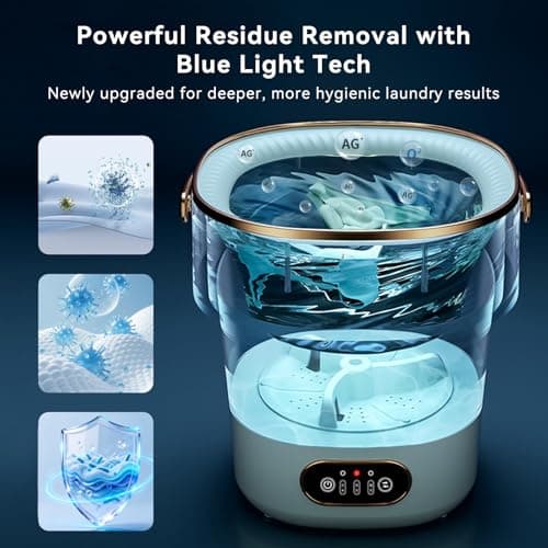 Portable Foldable Washing Machine, Mini Washer for Deep Cleaning, Ideal for Underwear Baby Clothes, Compact for Apartment Dorm Hotel 20L Grayish White — view 2
