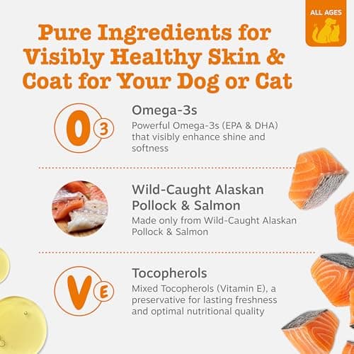 Zesty Paws Wild Alaskan Omega-3 Blend Pollock + Salmon Oil for Dogs and Cats- Skin and Coat Support, Omega 3 Supplement for Pets, 8.5oz — view 2