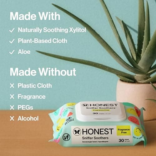 The Honest Company Plant-Based Snot Removing Wipes, Soothing Nose Face with Aloe, Hypoallergenic, Sensitive Skin, EWG Verified, Fragrance-Free, 30 Count — view 2