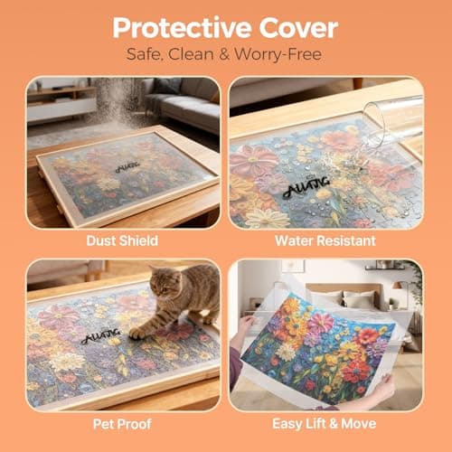 ALL4JIG 1500 Piece Rotating Puzzle Board with Drawers and Cover,24.92"x33.58"Portable Wooden Jigsaw Puzzle Table for Adults Portable,Lazy Susan Spinning Puzzle Boards Birthday Gift for mom — view 3