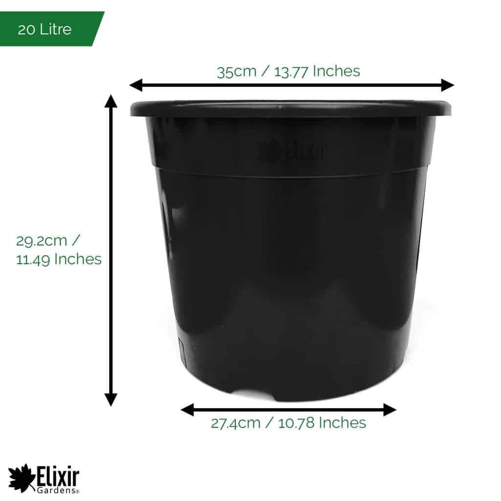 Elixir Gardens Round Black Recycled Plastic Garden Plant/Shrub/Flower Pots with Reinforced Rim | Various sizes (1 to 60 litres) & various quantities available (from 2 to 1000) 20L x 2 — view 2