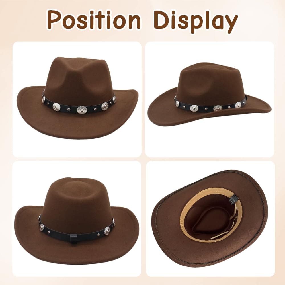 Sombrero Vaquera 3 Piezas Sombrero de Vaquero Accesorios Sombreros Vaquero del Oeste Traje Sombreros Vaquera con Pañuelo Cuadrado y Gafas para Vacaciones Fiestas Temáticas — view 3