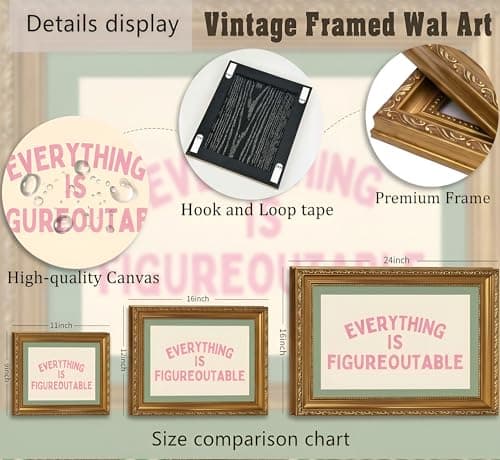 Gold Frame Everything Is Figureoutable Inspirational Quote Wall Art 9x11in — view 2