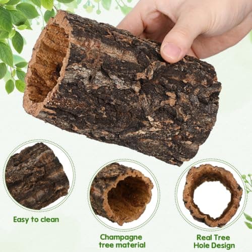 INOOMP Reptile Hideout Hollow Tree Trunk Log Natural Cork Bark 7-8Cm Diameter Protective Shelter — view 2
