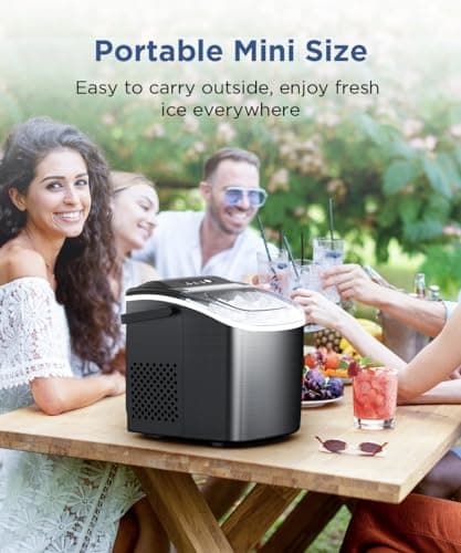 COWSAR Ice Maker Countertop, Portable Ice Machine with Self-Cleaning, 26.5lbs/24Hrs, 9 Bullet Ice Cubes in 6 Mins, Ice Basket and Scoop, Ideal for Home, Kitchen, Bar, Camping — view 6