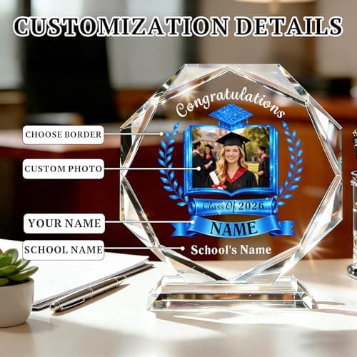 WFR Personalized Crystal Graduation Trophy for Class of 2026, Custom Graduation Gift for Him Her, Senior High School College Graduate Award, Teacher Appreciation Keepsake (Style 02) — view 3