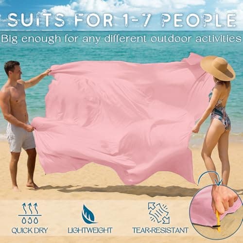 BYDOLL Beach Blanket Waterproof Sandproof Large Sand Free, 78''X110'' Oversized Sandless Lightweight Blanket Picnic Mat for Beach Travel Camping Hiking with Stakes — view 3