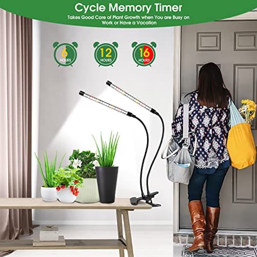 Wolezek Grow Lights for Indoor Plants, 6000K 40 LEDs Full Spectrum Plant Grow Lights Indoor, White Grow Lamp with Clip, Auto ON & Off Timer 6/12/16H, 3 Modes, 5-Level Dimmable Brightness — view 3