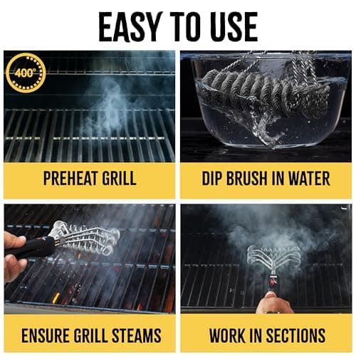 Kona Safe/Clean Grill Brush - Bristle Free Barbecue Brush - 100% Rust Resistant Stainless BBQ Cleaner Safe for Porcelain, Ceramic, Steel, Iron - Great Grilling Accessories, Black — view 4