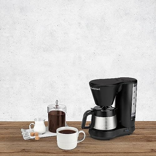 Cuisinart 5-Cup Coffee Maker with Stainless Steel Carafe, Coffee Machine with Removable Water Reservoir, Charcoal Water Filter, 30-Minute Keep Warm, and Brew Pause, DCC-5570NAS, Stainless Steel — view 3