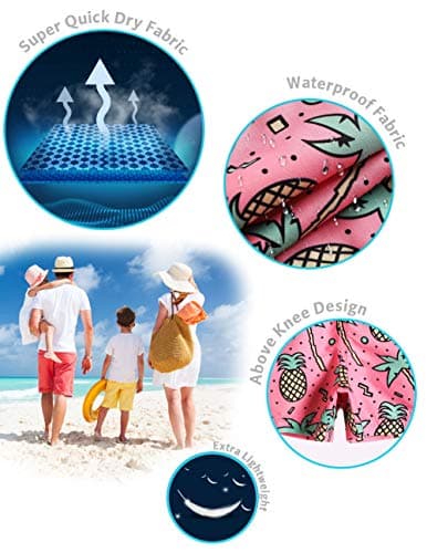 maamgic Boys Swim Trunks Swim Shorts Toddler Bathing Suit Quick Dry Beach Board Shorts for All Ages,Palmpineapple Pink,4T — view 2