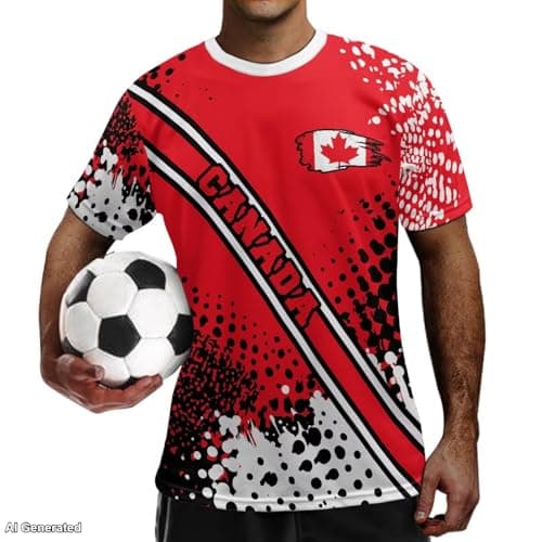 Viuacagoru 2026 World Cup Soccer Jersey for Men Short Sleeve Jersey for Men Breathable Team Jerseys for Soccer Fan Sports Top, Canada Flag, XX-Large