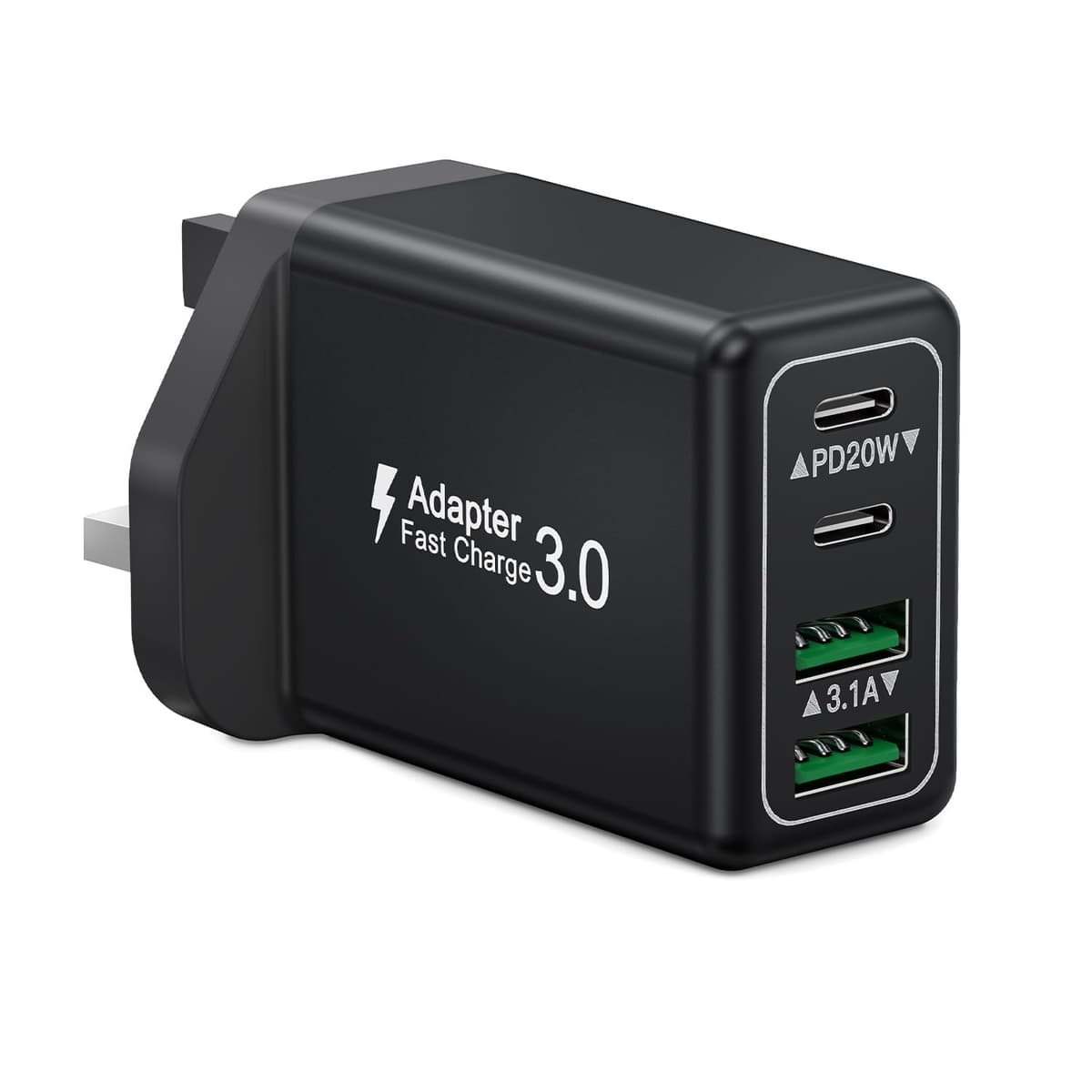 USB C Plug, 40W 4-Port Fast Charger Plug UK Dual Port PD Power Adapter +QC Multi Mains Wall Charger Type C Charging Plug for iPhone 16 15 14 13 12 11 Pro Max Plus XS XR SE,Samsung, iPad, AirPods — view 7