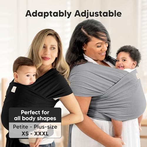 KeaBabies Baby Wrap Carrier, All in 1 Original Baby Carrier (Trendy Black) — view 3