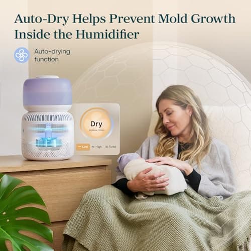 LEVOIT Evaporative Humidifiers for Bedroom Baby, Dual Air and Water Filters, Separate Sensor, Blue Light Free for Nursery Nightlight, Auto Dry, Smart Control & Alexa, Auto Mode, 3.8L Tank for 36H — view 4