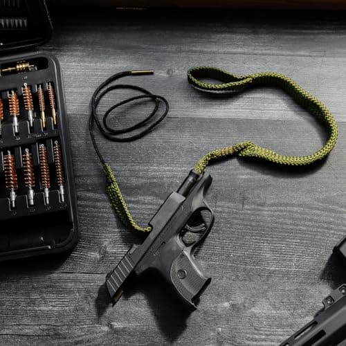 Elite Universal Gun Cleaning Kit for All Guns, Gun Brushes for Pistol Handgun Shotgun Rifle, Durable Brass Rods, 9mm Bore Rope, Oil Bottle, Brushes, Brass Jags, Carrying Case Gun Accessories for Men — view 7