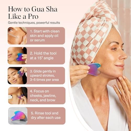 Kitsch Stainless Steel Gua Sha Facial Tools, Lymphatic Drainage Massager for Face, Chin & Jawline Sculpting, Body Guasha Tool for Muscle Tension, Skin Care Gift for Mom, Women - Irridescent — view 6