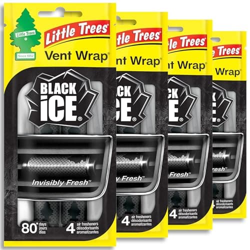 LITTLE TREES Car Air Freshener. Vent Wrap Provides Long-Lasting Scent, Slip on Vent Blade. Black Ice, 16 Air Fresheners