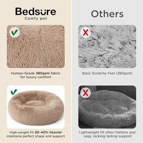 Bedsure Calming Small Dog Bed Donut Washable Cat＆Puppy Bed,23 inches Camel — view 2