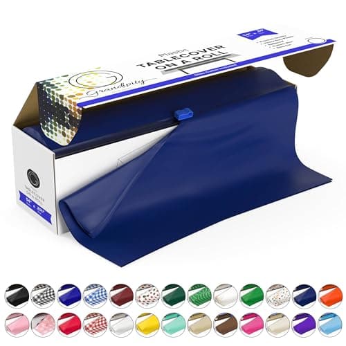 Grandipity Plastic Tablecloth Roll - 54in x 300 Ft. Navy Blue Plastic Table Cloths for Parties Disposable with Cutter Box - Cut to Size Disposable Tablecloth Table Cover for Rectangle & Round