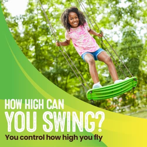 Swurfer Kick Stand Up Surfing Tree Swing Outdoor Swings for Kids Up to 200 Lbs - Hang from Up to 10 Feet High - Includes 24" SwingBoard, UV Resistant Rope, & Handles — view 5