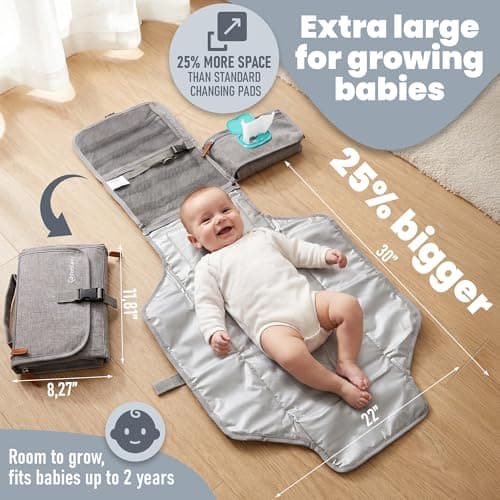 Portable Changing Pad - Changing Pad Travel Extra Long Waterproof with Storage and Wipes Pocket - Foldable Baby Diaper Changing Pad - Portable Changing Station for Travel, On-the-Go Parents & Newborns — view 2