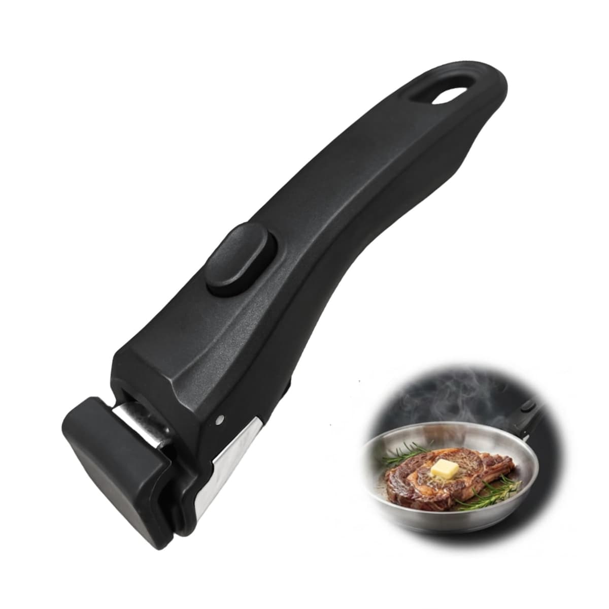Mango desmontable para cacerola universal extraíble resistente al calor, 250 °C, soporte de 10 kg, mango antideslizante, compatible con la mayoría de los utensilios de cocina (Gris oscuro)