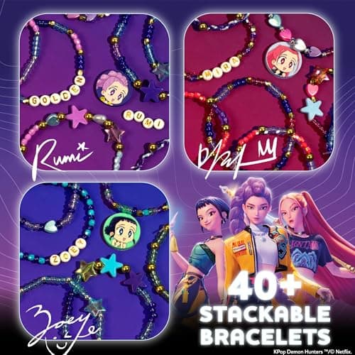 Kpop Demon Hunters™ Friendship Bracelet Kit, 3-Pack, Rumi, Mira & Zoey Bracelet Making Kits, Beads for Jewelry Making, Kpop Charms & Travel-Friendly Bead Case, Official K Pop Demon Hunters Merch — view 3