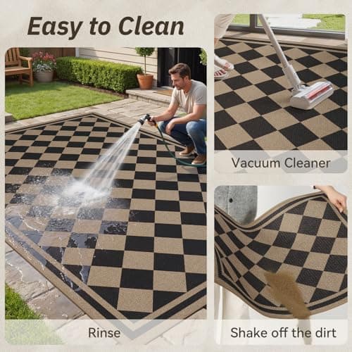 Easy Jute Indoor Outdoor Rug-Area Rug Farmhouse Patio Outdoor Carpet-Backyard Patio Porch Rug Easy Cleaning High Traffic Pet Friendly Non Shedding Black 4x6 FT — view 4