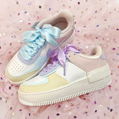 WEGOODZF Flat Satin Ribbon Shoelaces: 2cm Wide 51 inch Pink Silk Shoe Laces for Women -2 Pair — view 8